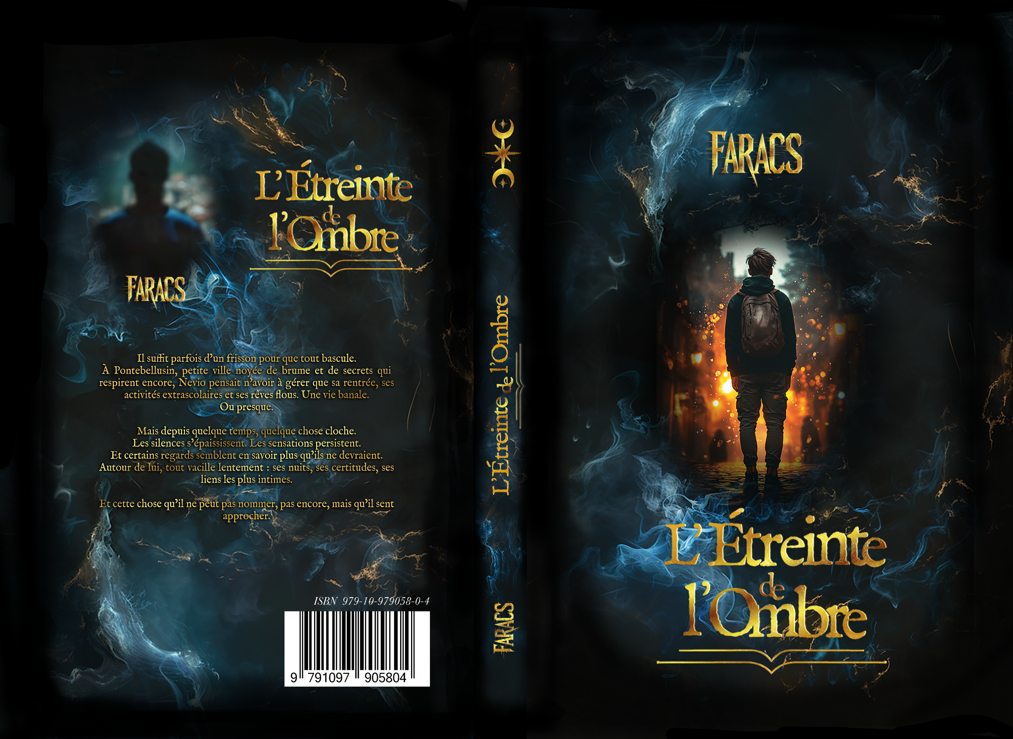 Couverture complète à plat du livre L’Étreinte de l’Ombre