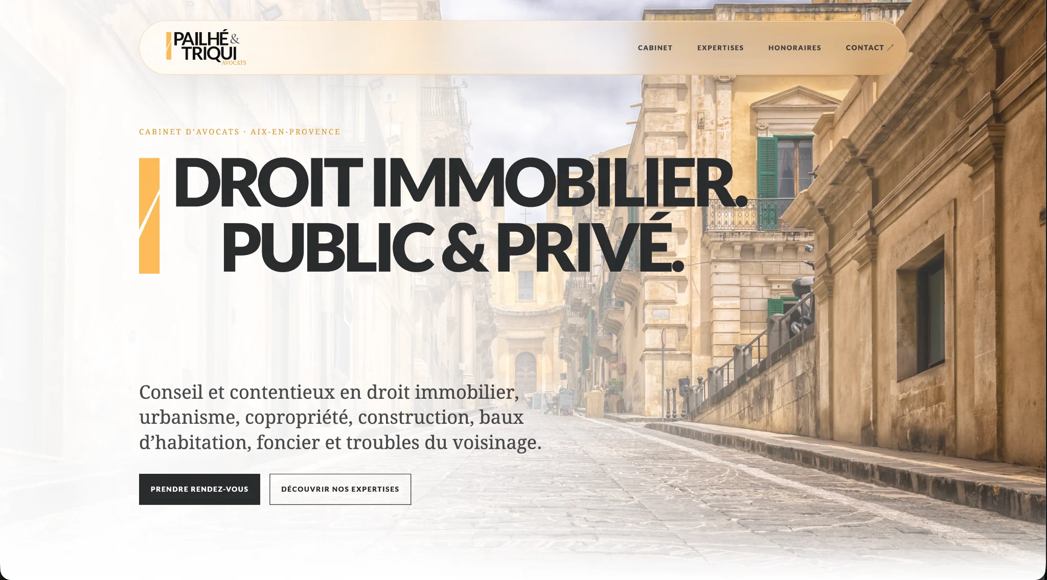 Homepage du site Pailhé & Triqui Avocats en cours de création