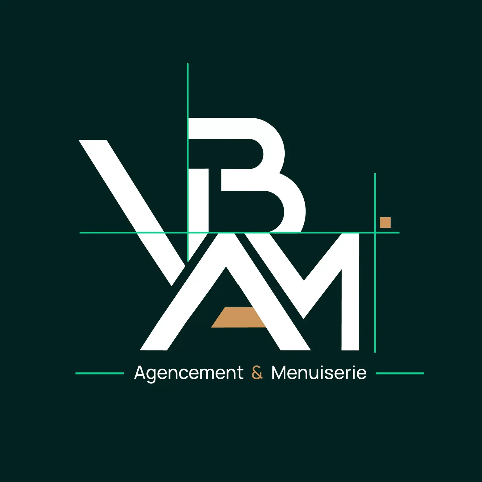 Monogramme VBAM avec lignes de construction apparentes