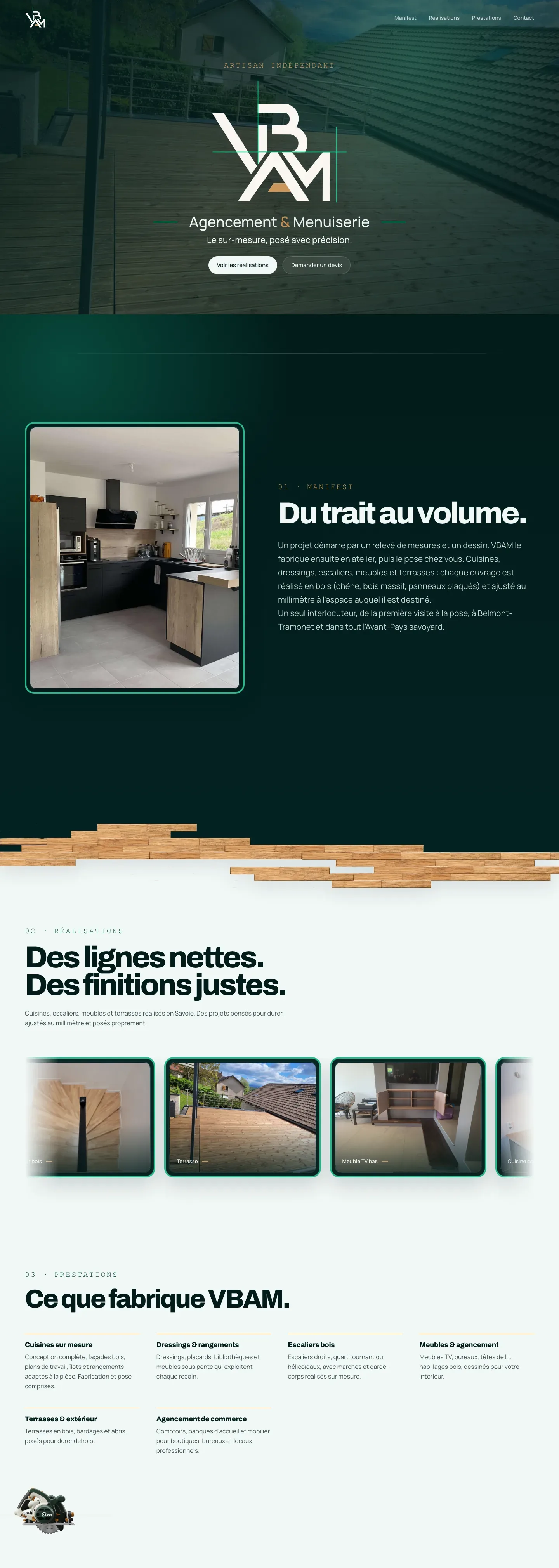 Aperçu de la page du site vitrine VBAM